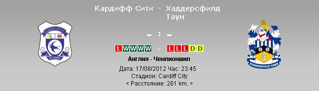 В пятницу 17 августа в Кардифе состоится матч открытия чемпионшипа Англии Кардифф Сити-Хаддерсфилд